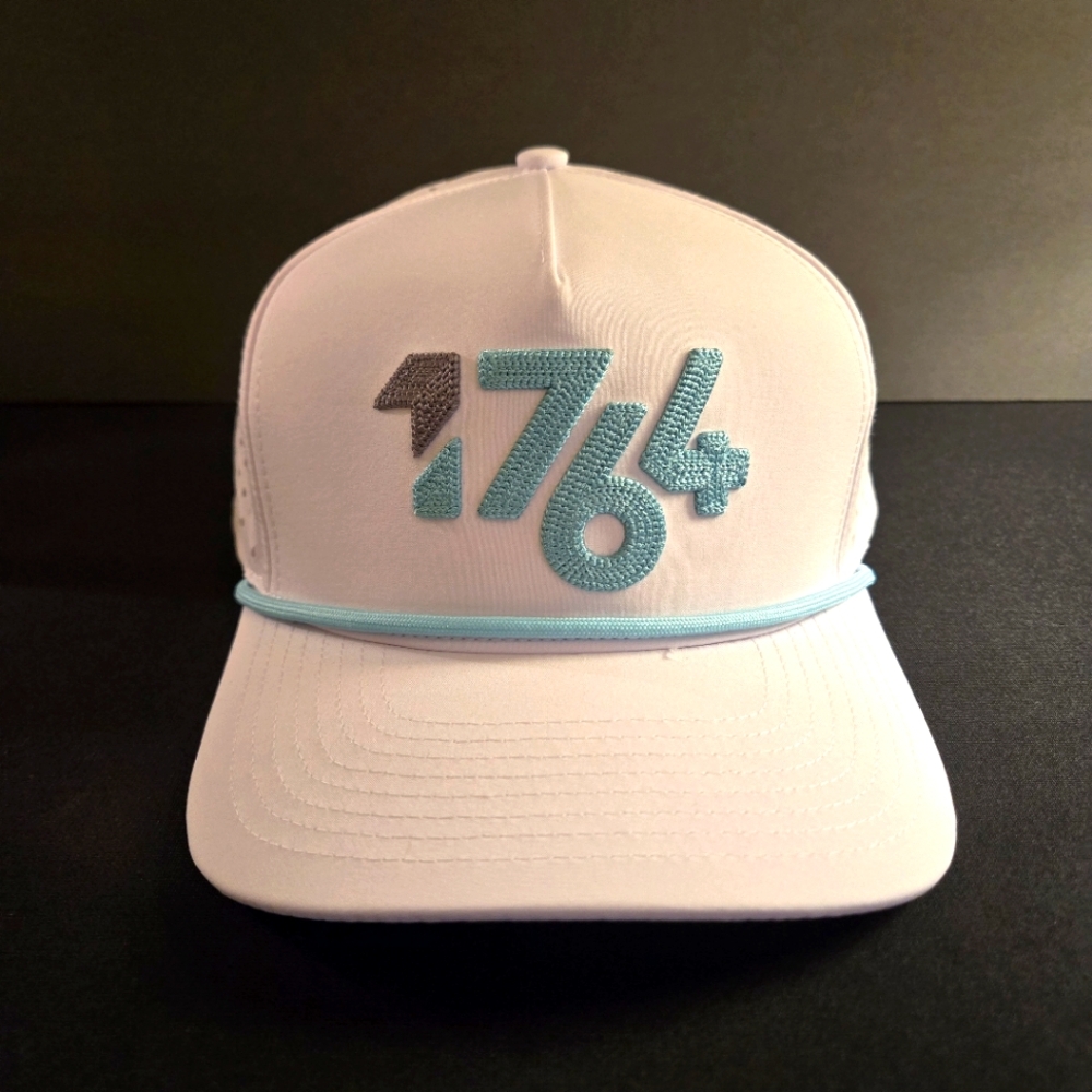 1864 White and Blue Cap Rope Brim Golf Snapback Trucker Cap Dad Hat Adjustable
